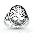 thumbnail image 1 of Tree-of-Life / Knowledge Etz Chaim Charm Splitshank Ring in Oxidized .925 Sterling Silver, 1 of 1