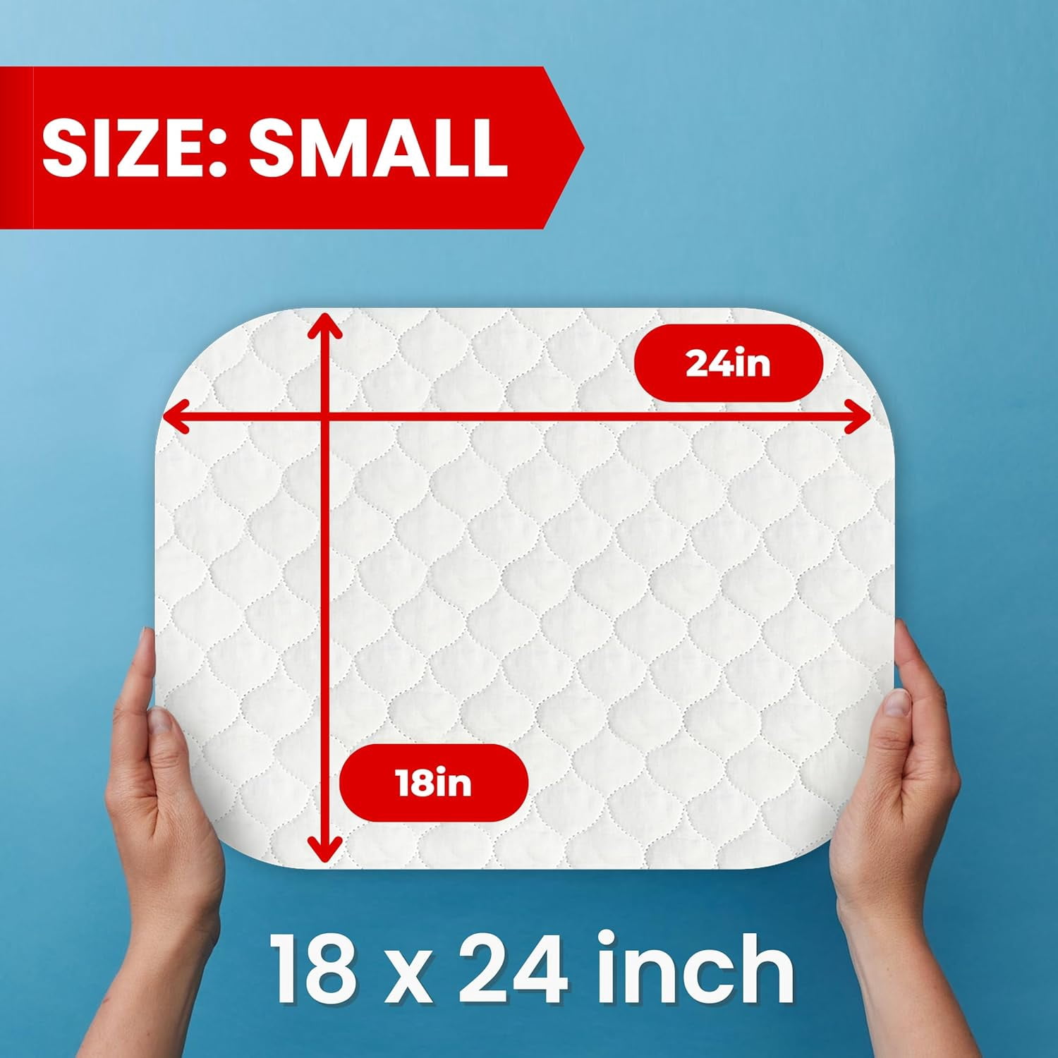 RMS Reusable & Washable Absorbent Waterproof Bed Pad Incontinence Protection, Blue, 18" x 24", 3 Pack