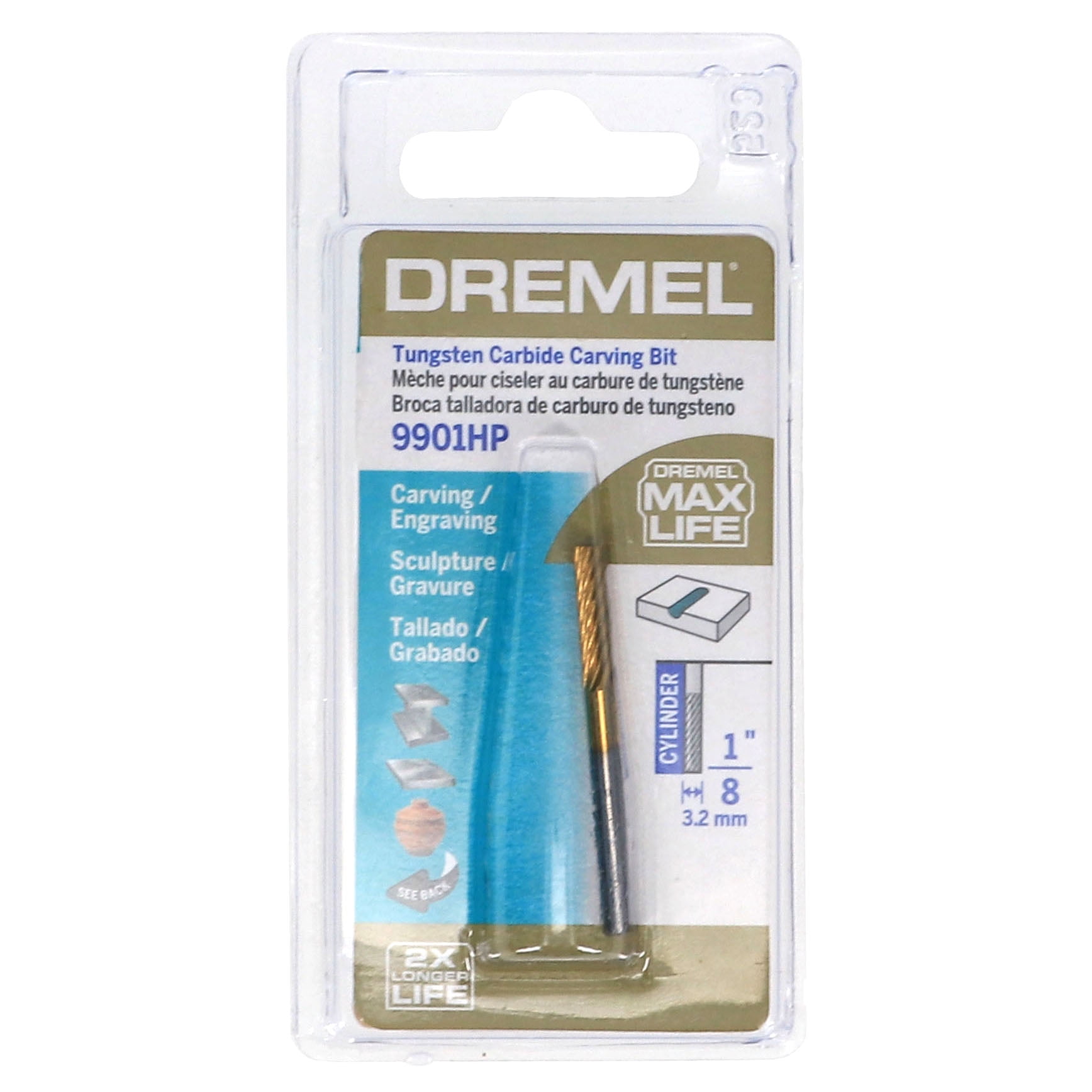 Dremel ACC 9901HP 1/8" (3.2mm) Tungsten Carbide Rotary Carving Bit (2-Pack)