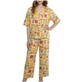 thumbnail image 2 of SGFCWSX Girls 2 Piece Outfits Kids Graphic Print Button Front Half Sleeve Wide Leg Pants Casual Clothing Sets Yellow Size 4-5 Years, 2 of 6
