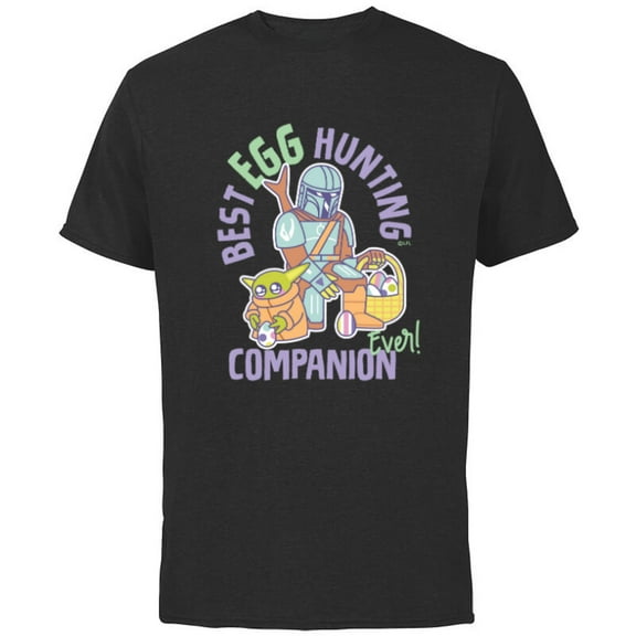Star Wars The Mandalorian & Grogu Best Egg Hunting Companion - Short Sleeve Cotton T-Shirt for Adults - Customized-Black