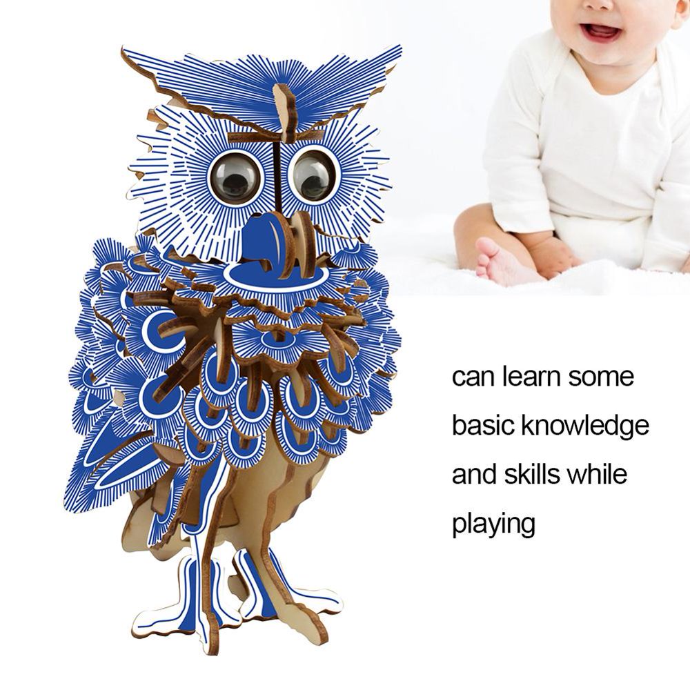YLSHRF 3D Wooden Owl Puzzle Toy Educational Crafts Jigsaw Assembly
