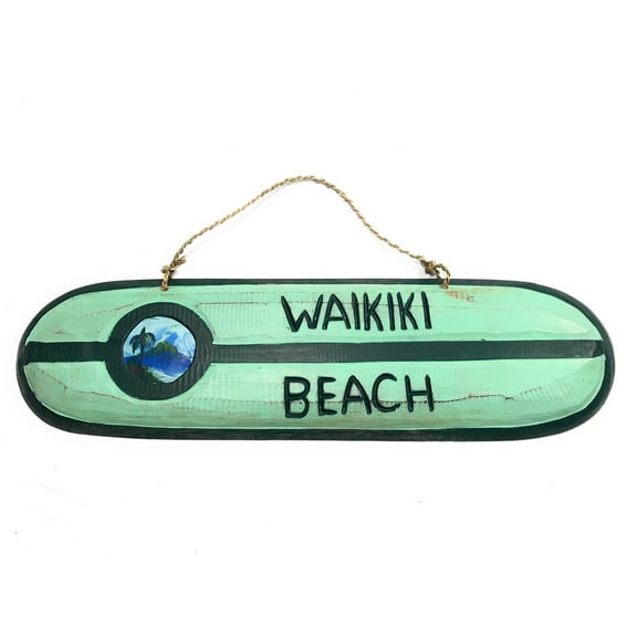 Waikiki Beach Wooden surf sign 20" w/ custom painting | #snd25083