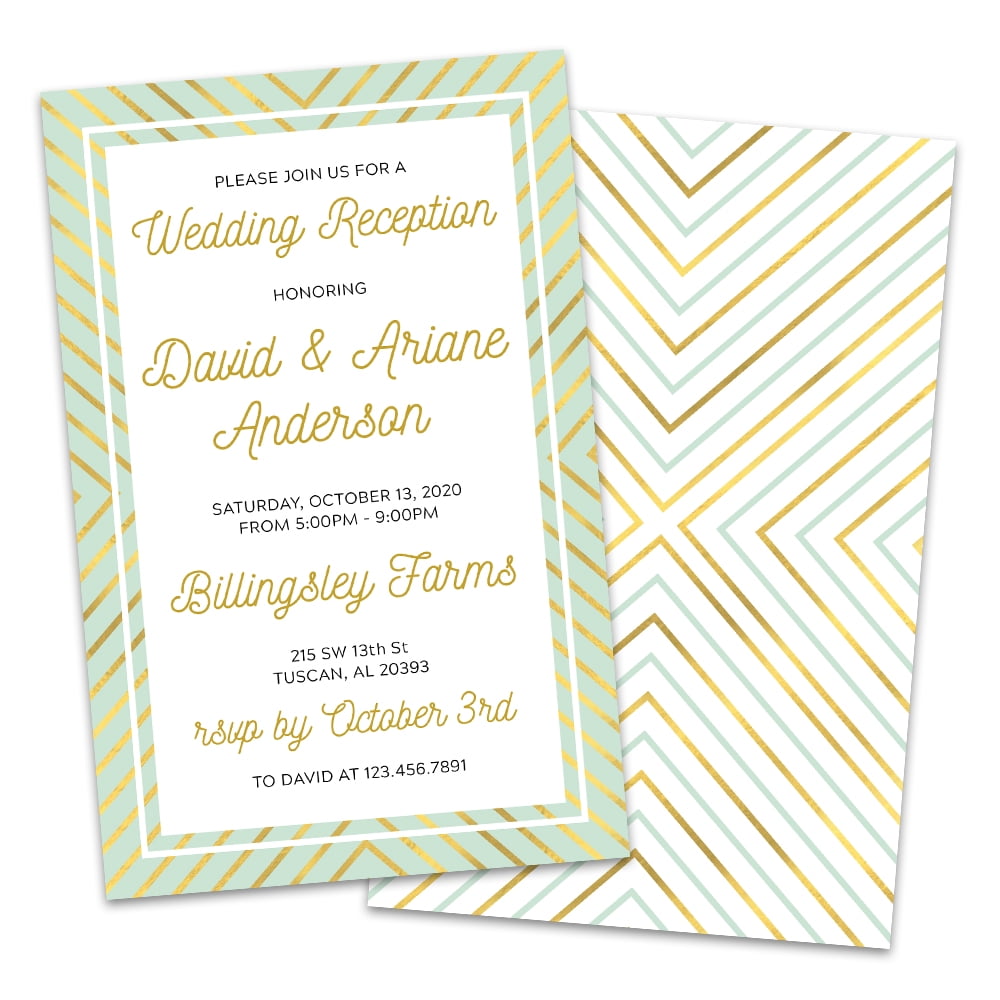 Gold Mint Personalized Wedding Reception Invitations Walmart Com