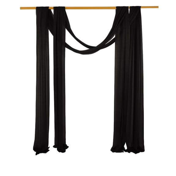 Wedding Arch Draping Fabric Sheer Curtain Drapes | 30" x 19.6 ft Long Backdrop Curtains for Wedding Anniversary Party, Summer Outdoor Events Drapery, Photo Backgrounds - Black