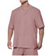 thumbnail image 3 of Playera Elvqul Caballero Algodón Lino Playa Rojo Manga Corta Liso Cuello Redondo Abotonada, 3 of 8