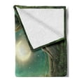 thumbnail image 2 of Forest Soft Flannel Fleece Blanket, Curly Branches Trees in Enchanted Forest Full Moon in Night Sky Illustration, Cozy Plush for Indoor and Outdoor Use, 60" x 80", Cream Green Teal, by Ambesonne, 2 of 5