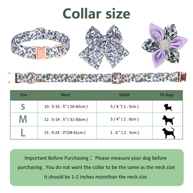 Faygarsle Cotton Designer Dogs Collar Cute Flower Dog Collars for Girl  Female Small Medium Large Dogs with Flower Charms M