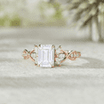 thumbnail image 2 of Emerald Cut&nbsp;White Diamond Engagement Ring in 14k Rose Gold Vermeil - Twist Vine Cluster Wedding Rings For Womens, 2 of 6