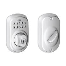 Schlage Satin Chrome Electronic Keyless Entry Deadbolt Keypad with Plymouth Trim Rated AAA