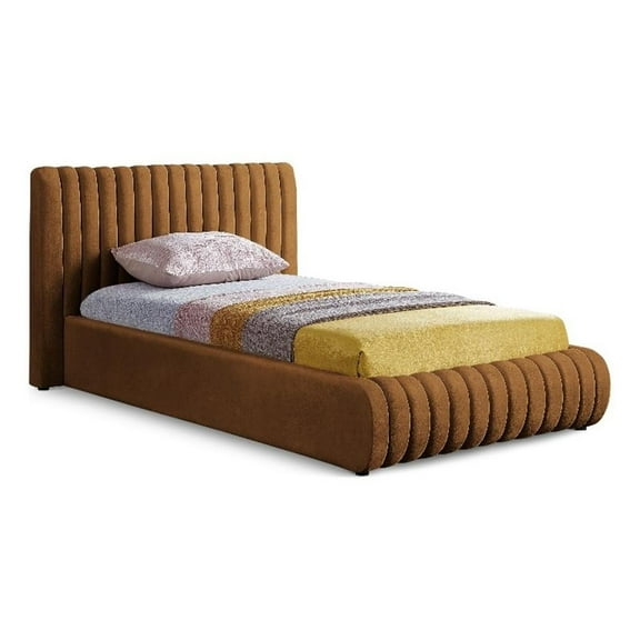 Pemberly Row Contemporary Deep Channel Tufted Rich Saddle Velvet Twin Bed