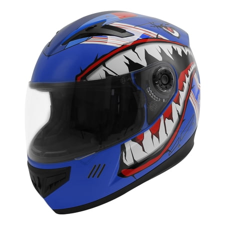 TCMT DOT Full Face Helmet for Kids & Youth Flip Up Visor for Motorcycle Atv Mx Motocross Offroad Street Dirt Bike Blue Youth L Size