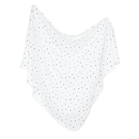 Petit Classics, Jersey Cotton Swaddle Blanket With Matching Knot Hat and Mittens, Black Dots 0-3 Months