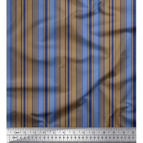 Soimoi Brown Heavy Satin Fabric Vertical Stripe Fabric Prints By Yard 54 Inch Wide
