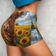 thumbnail image 2 of KLL Cloud Sky Sunflower Cow Pattern Workout Shorts for Women Scrunch Short Gym Yoga Running Sport Active Exercise Fitness Shorts, 2 of 5