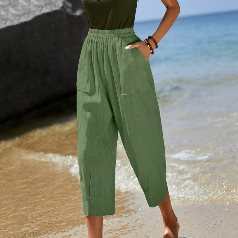 Flowy Pants For Women Wide Leg Baggy Stretchy Trousers Women Pants Trendy Solid Pants Plus Size Drawstring Pants Pocket Elastic Waist Pants Loose Wide
