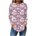 thumbnail image 2 of Pstuikys Hauts pour Femmes Décontractés Chics Automne, T-Shirt Ample Imprimé Mode Femme, Blouse à Manches Longues, Col Rond Hauts Décontractés/violet, (L), 2 of 5