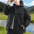 thumbnail image 2 of Fancifize Teens Boys Windproof Puffer Jacket, Zip Up Long Sleeve Coat with Pocket, Kids Outdoor Outerwear for Hiking Camping 6-17Y, 2 of 7