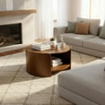 thumbnail image 7 of Guyou Wood Coffee Table, 31.5" Round Coffee Table with Storage Shelf Mid Century Modern Center Table for Living Room Apartment, Walnut Color, 7 of 7