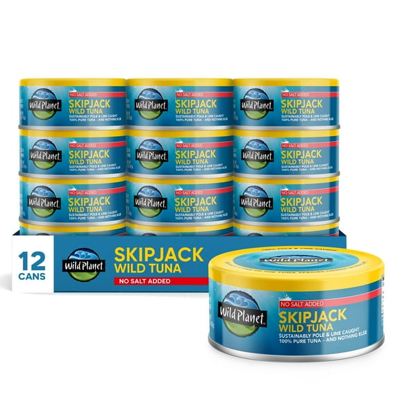 (Pack of 12) Wild Planet No Salt Added Skipjack Wild Tuna, 5 oz