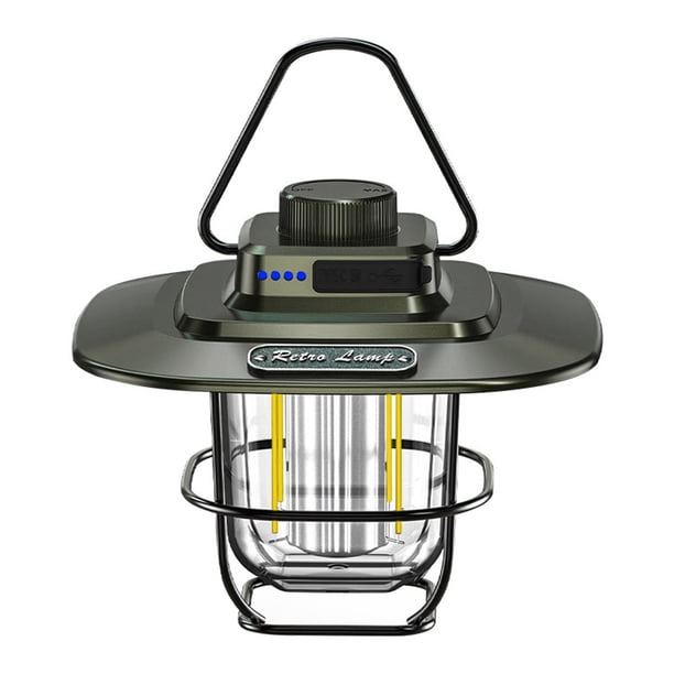 Linterna de iluminación LED con carga tipo c, luces colgantes decorativas Retro, indicador de batería con gancho regulable para equipos al aire libre