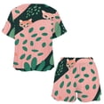 thumbnail image 3 of Leopard Print Pattern Women's Ruffle Short Sleeve Tops And Shorts Cute Peeps Bunny Pajamas Sets, 3 of 7