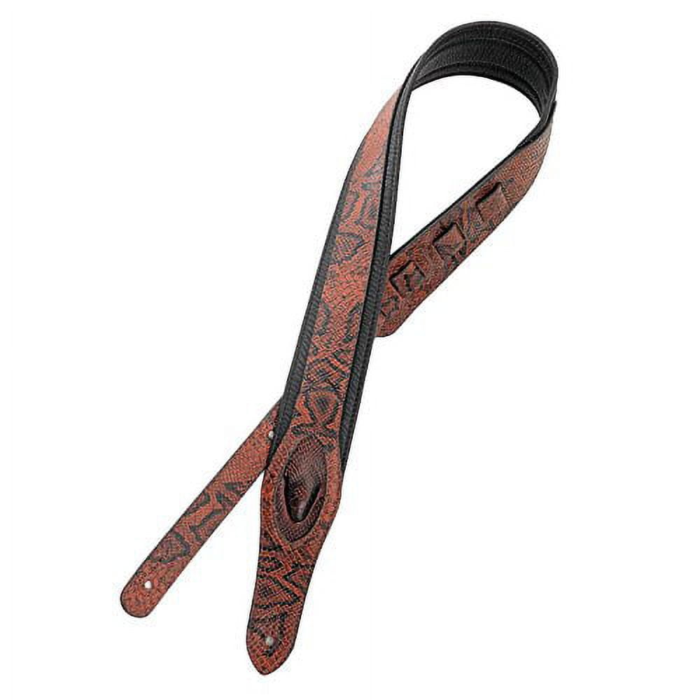 Walker & Williams SF-01 Copperhead Snakeskin Pattern Padded Guitar Strap with Snakehead
