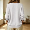 thumbnail image 6 of Basic Sweaters Women Fall Long Sleeve V Neck Tops Casual Lightweight Knit Warm Pullover Sweater White S, 6 of 8