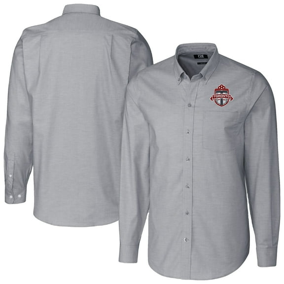 Men's Cutter & Buck Charcoal Toronto FC Big & Tall Stretch Oxford Long Sleeve Dress Shirt