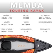 Aqua Marina TOURING KAYAK - MEMBA 1010 - Inflatable KAYAK Package, including Carry Bag, Paddle, Fin, Pump