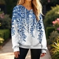 thumbnail image 6 of Women's Fashion Casual Floral Print Pullover Long-Sleeve Hooded Sweatshirt, Beautiful Fall Winter Top with Soft Material and Elegant Design for Seasonal Wear,Sky Blue,2XL, 6 of 6