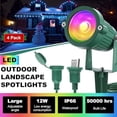 thumbnail image 5 of 4 Pack RGB Spotlight Outdoor for Christmas Waterproof LED Landscape Lighting with Timer 10 FT Power Extension Cord, 120V Remote Control Color Changing Spotlights for Yard Garden Lawn Green Green, 5 of 5