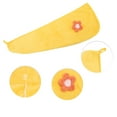 thumbnail image 3 of 1 Pc Women Soft Side Flowers Hair Towel for Bathroom Vacation Travel Yellow Coral Velvet, 3 of 3