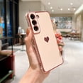 thumbnail image 2 of Compatible with Galaxy S22+Plus Case Camera Lens Protection Luxury Plated Love Heart Cute Side Small Pattern Slim Airbag Shockproof Cover Phone Cases for Samsung Galaxy S22 Plus 5G 6.7"-Pink, 2 of 15