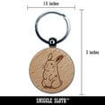 thumbnail image 2 of Standing Easter Bunny Rabbit Round Keychain Charm Tag - Engraved Wood, 2 of 6