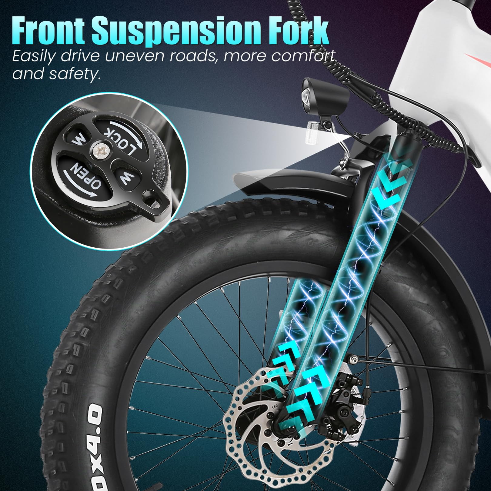 WOOKEN 20"X4.0 Fat Tire Electric Mountain Bike for Adults, Powerful Peak 1000W Electric Mountain Bicycle with 48V 624WH Removable Battery, Max speed 20MPH, UL2849