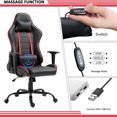 thumbnail image 2 of HD8000 Series Chaise Gaming avec Coussin Lombaire de Massage Rouge, 2 of 10