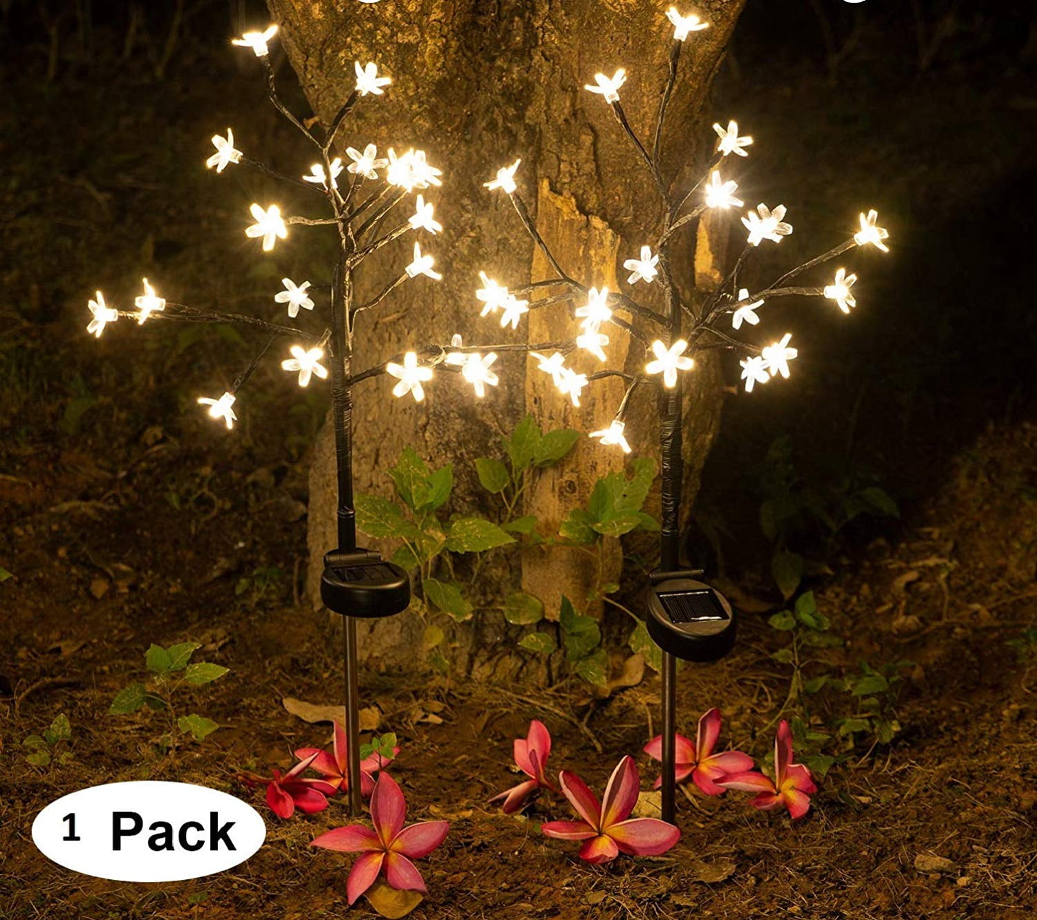 EpicGadget Solar Flower Fairy Light, Warm White Stainless Steel Solar Path Lights for Outdoor Landscape Lighting, Lawn, Patio, Yard, Walkway, Driveway, Garden (Warm White) (4 Pieces)