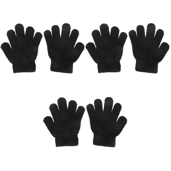 Hemoton 36 Pairs New Fashion Kids Thick Knitted Gloves Warm Winter Gloves Children Stretch Mittens Boy Girl Hand Accessories(Black)