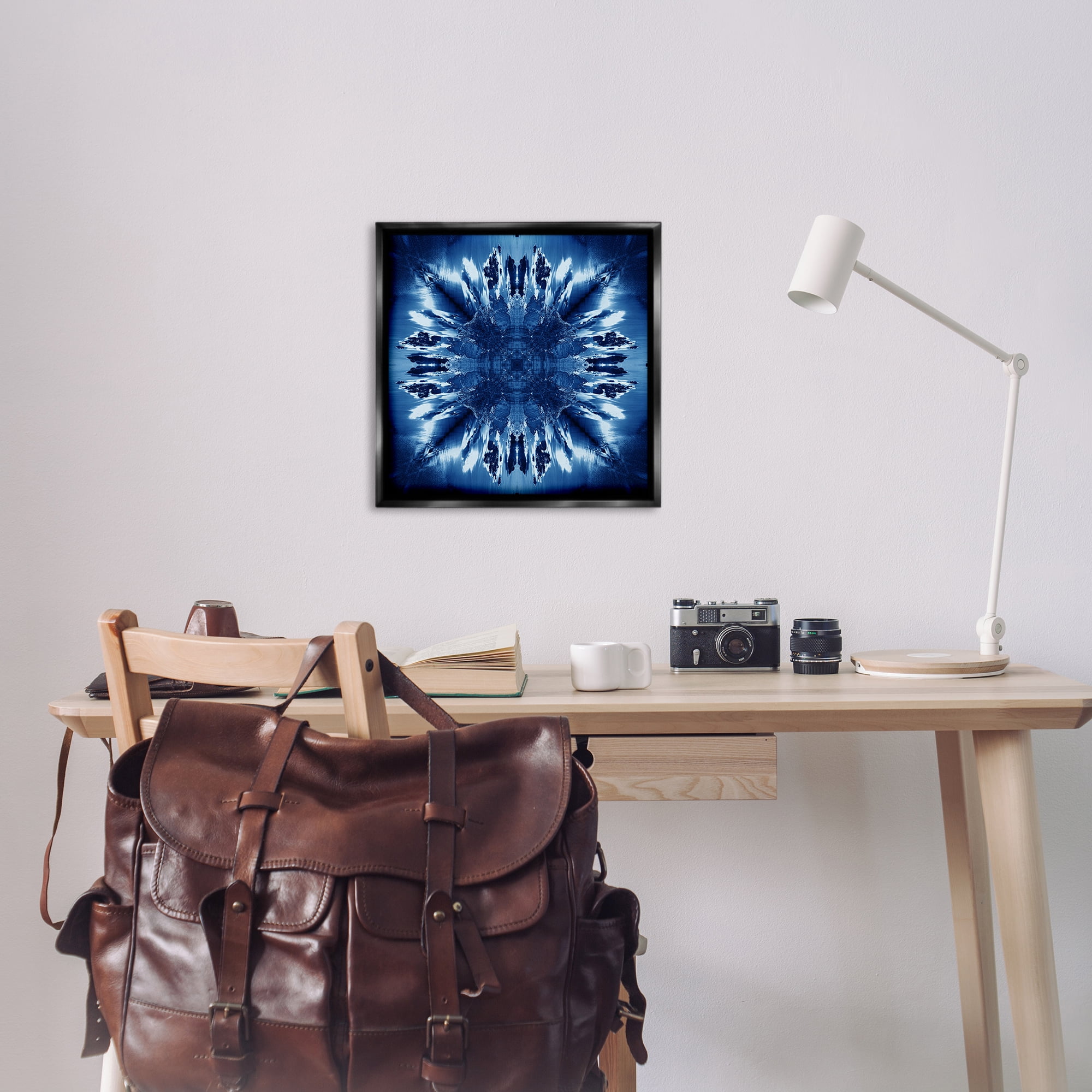 Stupell Industries Tie Dye Mirrored Shapes Abstract Painting Black Floater Framed Canvas Art Print Wall Art, 25 x 25