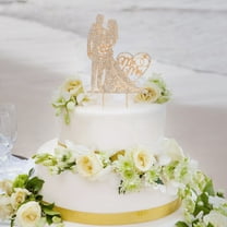 LOLIPPYY Heart-shaped Cake Topper 1Pcs Silver for Wedding and Engagement Party