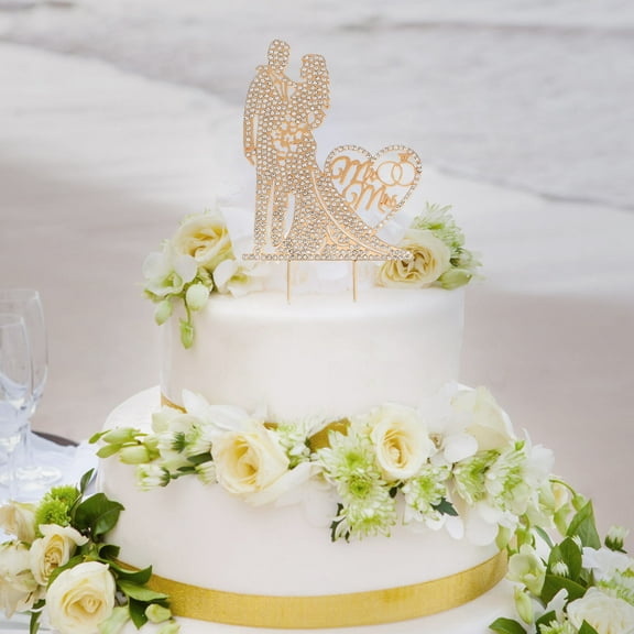 LOLIPPYY Heart-shaped Cake Topper 1Pcs Silver for Wedding and Engagement Party