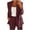 Coffee, variant on Women's Blazers Suit Set Solid Color Work Office Jackets Lapel Open Front Button Cardigan Suit Top and Casual Comfortable Suit Long Pants with Pockets