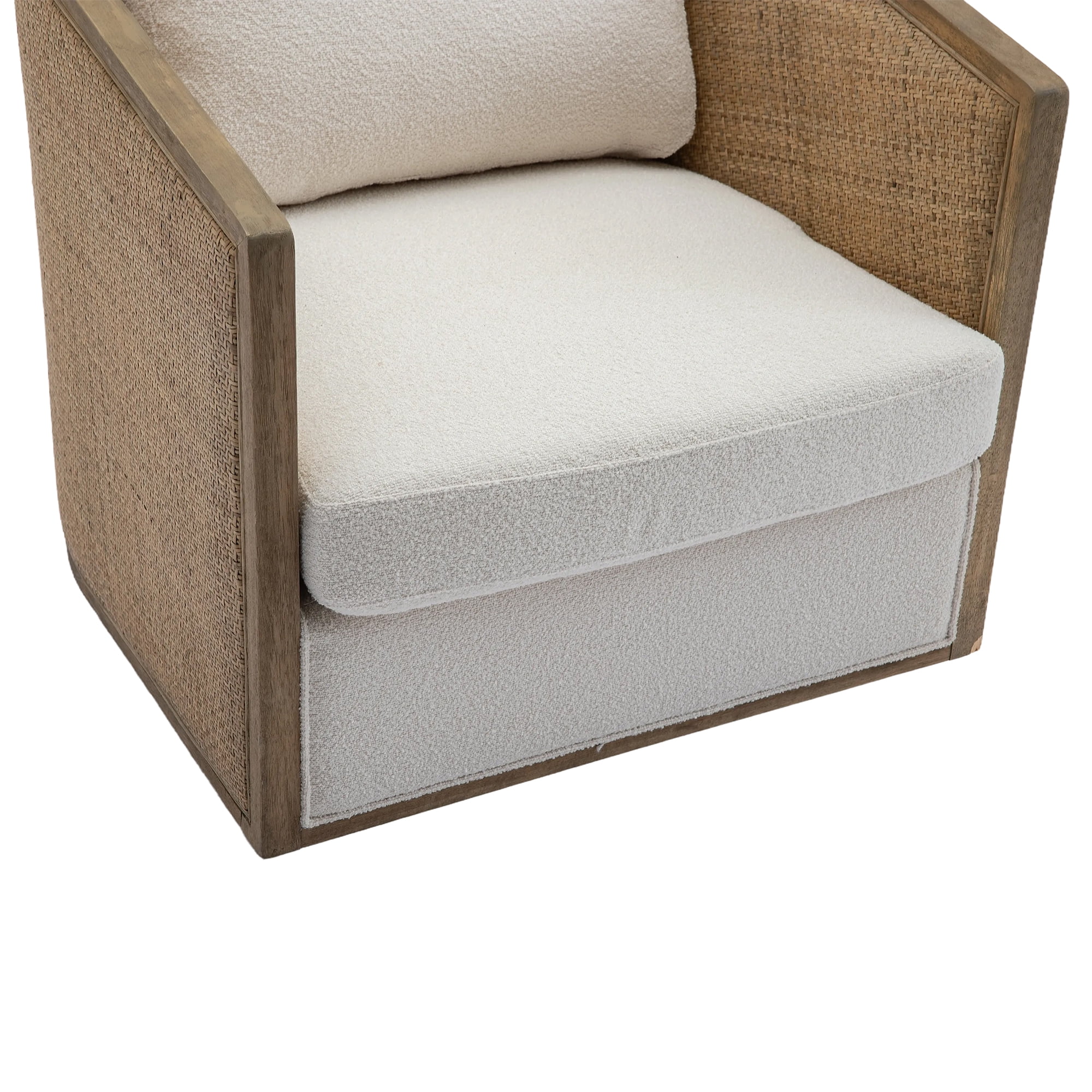 MAYEERTY Swivel Barrel Chair, Comfy Round Accent Sofa Chair for Living Room, 360 Degree Swivel Leisure Arm Chair for Nursery (Beige Boucle)