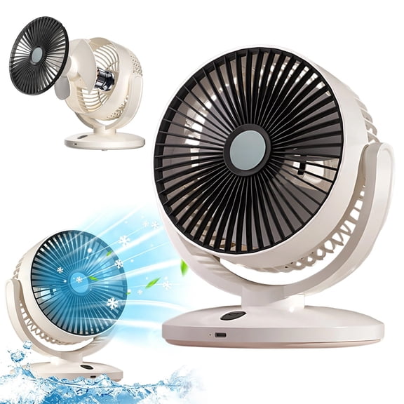 CoreLiving Table Fan Portable Desk Fan Rechargeable Small Fan With Oscillating Cooling Airflow Quiet Operation For Bedroom Office Dorm Room and Travel Use