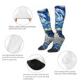 thumbnail image 3 of Goofa Vintage Starry Sky Shark Pattern Adult Stockings, Color-Block Knee High Socks, Comfortable and Breathable, Soft and Stretchable, Sports, and Decoration, 3 of 6
