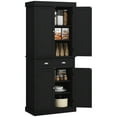thumbnail image 1 of HOMCOM Kitchen Storage Cabinet, Tall Pantry with Drawer Black Wood Grain, 1 of 10