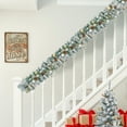 thumbnail image 6 of Pre-lit Christmas Tree Set of 4, Christmas Garland, Wreath and Set of 2 Entrance Trees with Warm White LED Lights and Remote Control, Artificial Christmas Tree Celebrating Set, Snow Green, 6 of 9
