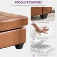 thumbnail image 2 of LAZZO Leather Ottoman, Square Faux Leather Bench with Extra Deep Cushion, Multi-Functional Footrest & Extra Seating for Living Room Bedroom, Brown, 2 of 5