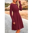 thumbnail image 5 of PRETTYGARDEN Women's Spring Fall Short Dress Ribbed Knit Crewneck Long Sleeve A Line Flowy Casual Elegant Going Out Dresses, 5 of 9